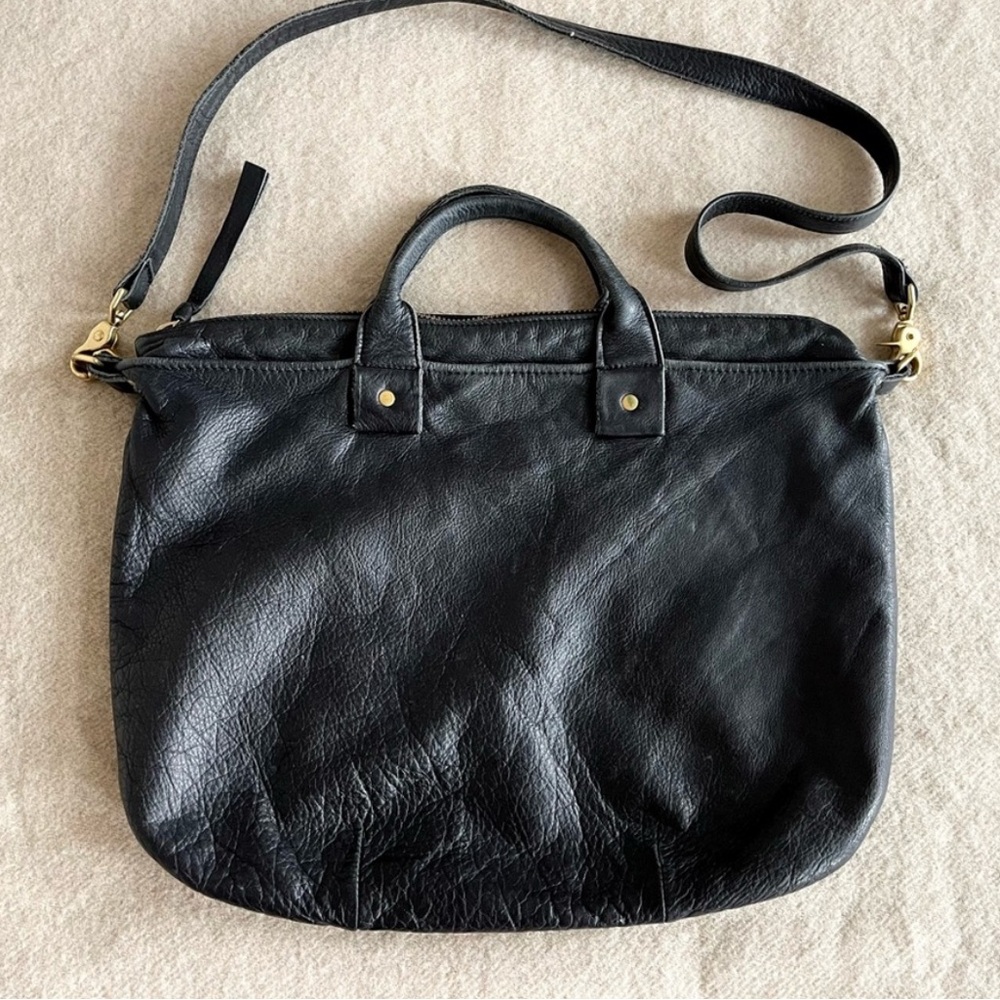 Clare V Black Leather Messenger Bag
